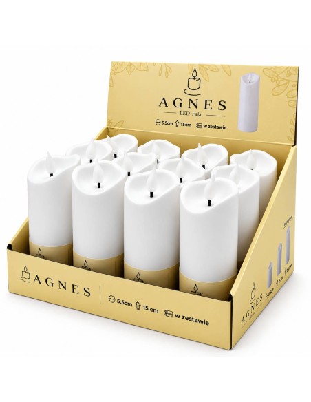 Agnes LED svíčky vlna bílý teplý plamen 15 cm 12 kusů