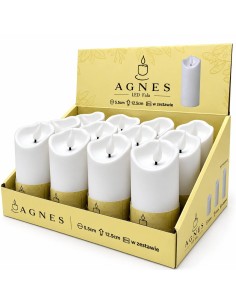 Świece LED Agnes fala biała ciepły płomień 12,5 cm 12 sztuk