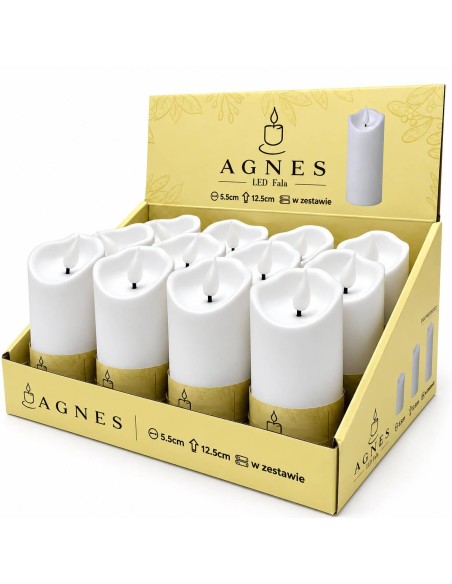 Agnes LED svíčky vlna bílý teplý plamen 12,5 cm 12 kusů