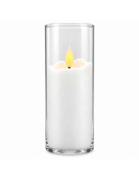 Agnes LED candles, white tube, warm flame, 15 cm, 12 pieces