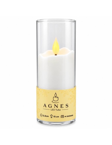 Agnes LED-Kerzen, weiße Röhre, warme Flamme, 15 cm, 12 Stück