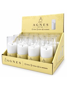 Agnes LED-Kerzen, weiße Röhre, warme Flamme, 12,5 cm, 12 Stück