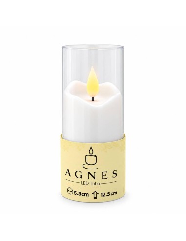 Agnes LED-Kerzen, weiße Röhre, warme Flamme, 12,5 cm, 12 Stück