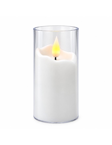 Agnes LED-Kerze, weiße Röhre, warme Flamme, 10 cm, 1 Stück