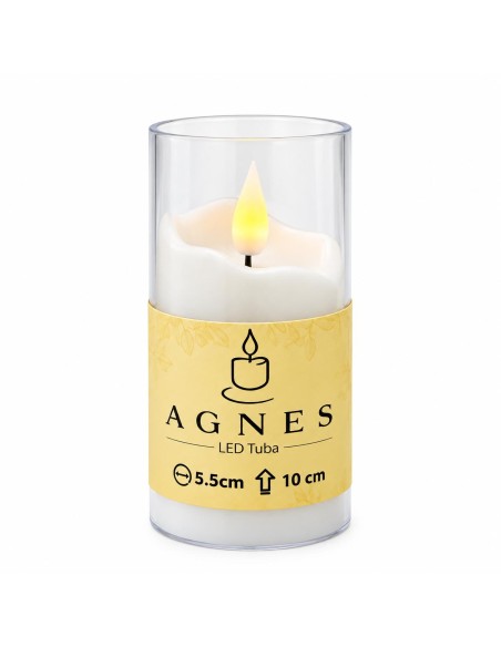 Agnes LED-Kerze, weiße Röhre, warme Flamme, 10 cm, 1 Stück