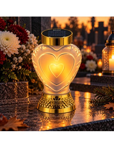 Solar LED lantern SUBITO SL5 golden heart matte warm flame 22cm