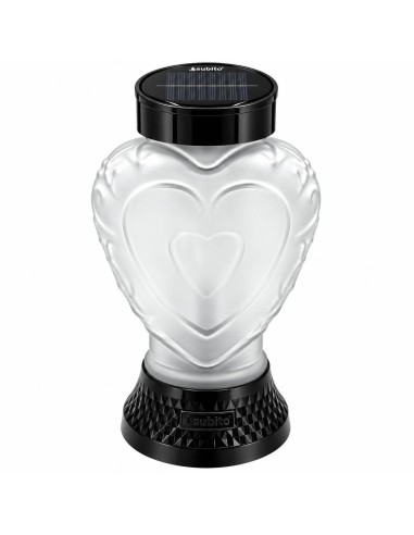 Solární LED lucerna SUBITO SL5 černá matná srdce teplý plamen 22cm