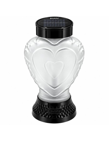 Znicz lampion solarny LED SUBITO SL5 czarne Serce matowe ciepły płomień 22cm