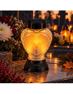 Solar LED lantern SUBITO SL5 black heart matte warm flame 22cm 2