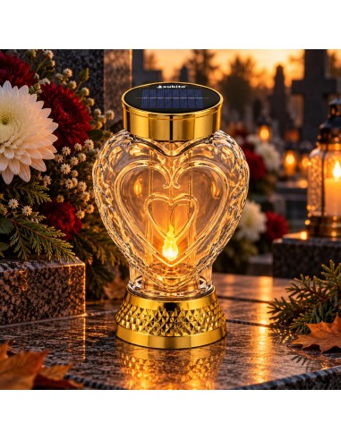 Solar LED lantern candle SUBITO SL5 golden heart warm flame 22cm