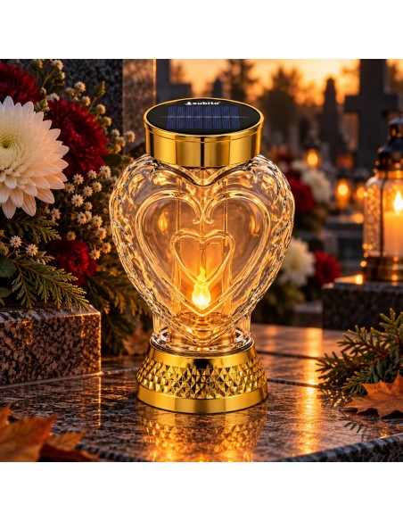 Solar-LED-Laterne SUBITO SL5 goldenes Herz warme Flamme 22 cm