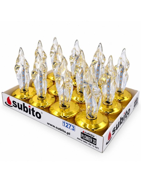 LED-Einsätze für SUBITO 3D-Laternen, Kapellen, Kerzen (1273), Gold, 12 Stück