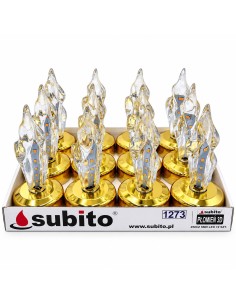 Wkłady LED do zniczy kapliczek lampionów SUBITO 3D (1273) złoty 12 sztuk 2