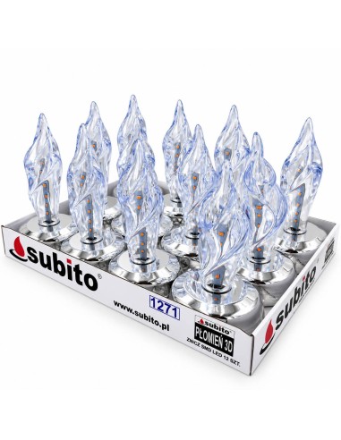 Wkłady LED do zniczy kapliczek lampionów SUBITO 3D (1271) srebrny 12 sztuk