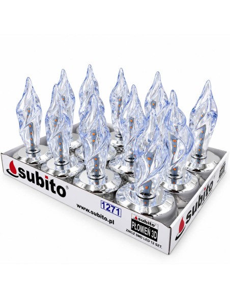 LED inserts for SUBITO 3D lanterns, shrines, candles (1271) silver, 12 pieces