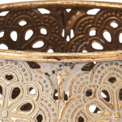 Metalowy świecznik osłonka styl orientalny złoty 22cm  - 4